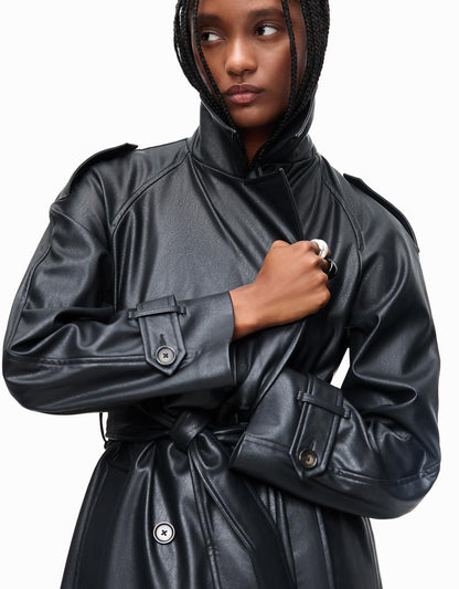 Leather trench coat