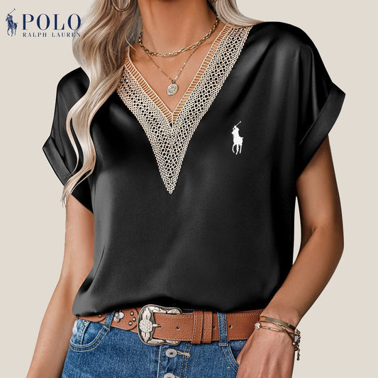 Marvella™ RL | Satin Lace V-Neck Blouse